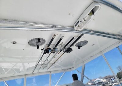 a fishing rods on a boat